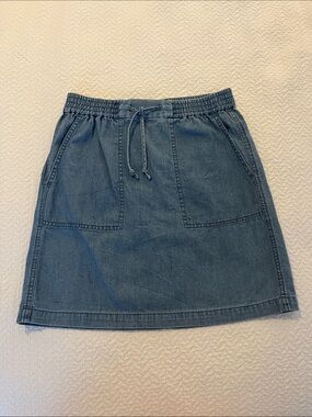 J. Crew Factory Denim Drawstring Mini Skirt - Blue